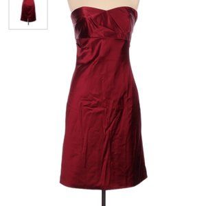 Kay Unger strapless red satin body con evening dress size 6